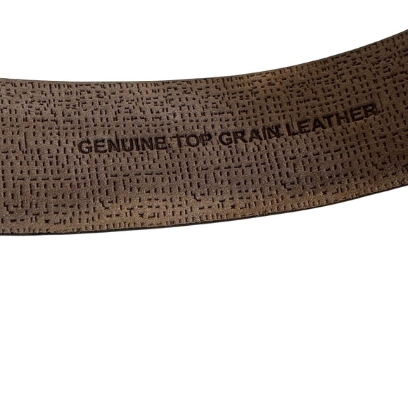 Tommy Bahama Mens Brown Genuine Leather Woven Belt Silver Buckle Size 36 - Picture 5 of 13